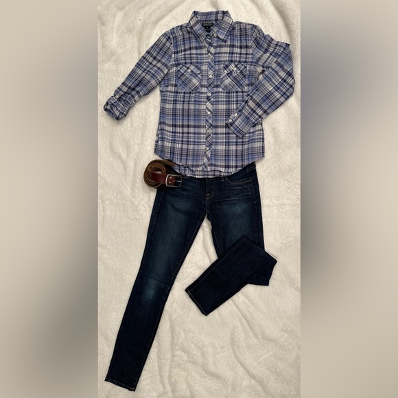 Lucky Brand plaid button up top size xs - Picture 3 of 3